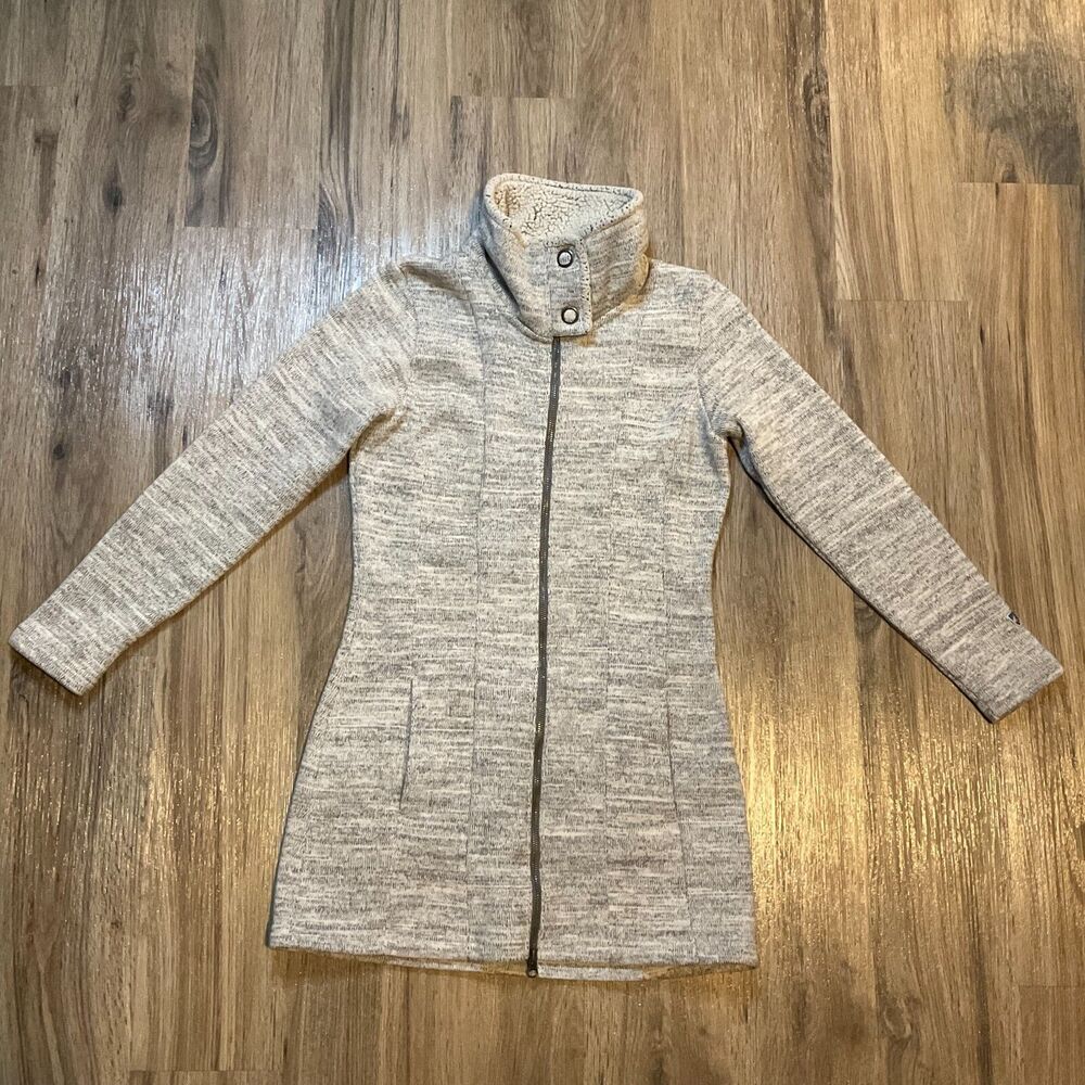 Kuhl Women's Alaska‎ Long Sweater Jacket Gray Full Zip Knit Outdoor Fleece Small